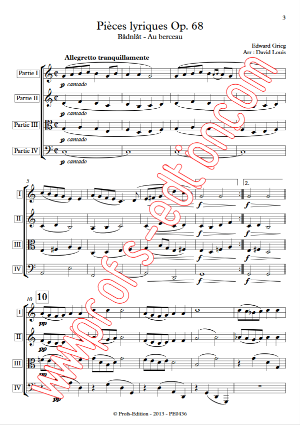Pièce Lyrique Op.68 - Ensemble à Géométrie Variable - GRIEG E. - Partition