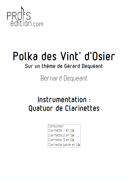 Polka des vint' d'osier - Quatuor de Clarinettes - DEQUEANT B. - page de garde