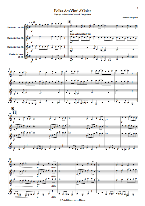 Polka des vint' d'osier - Quatuor de Clarinettes - DEQUEANT B. - app.scorescoreTitle
