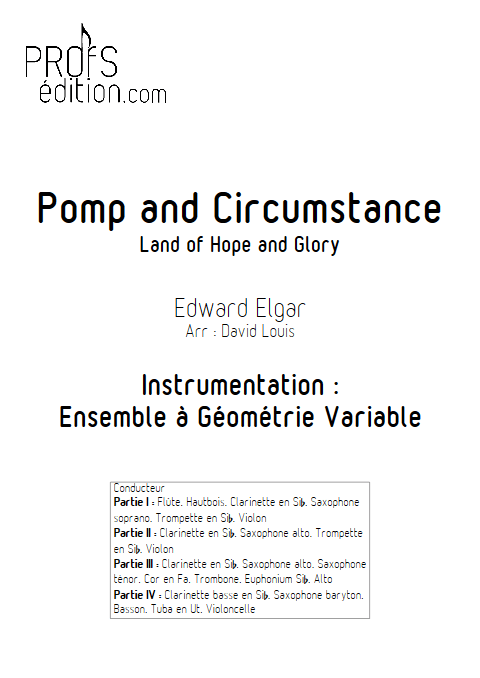 Pomp and Circumstance - Land of hope and glory - Ensemble à Géométrie Variable - ELGAR E. - page de garde