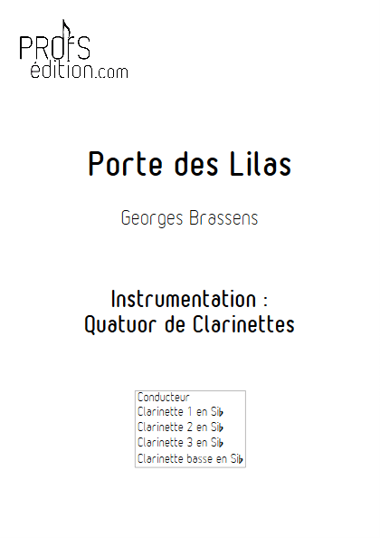 Porte des Lilas - Quatuor de Clarinettes - BRASSENS G. - page de garde