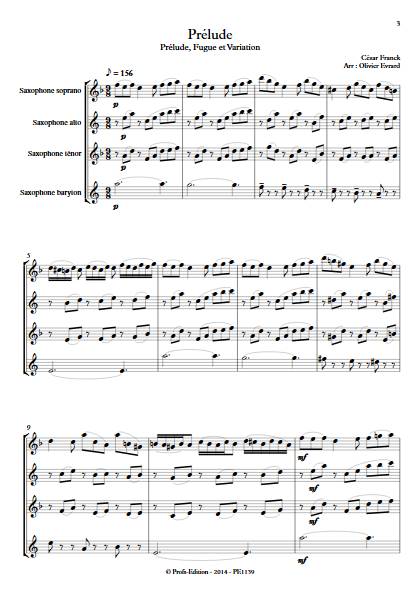 Prelude - Quatuor de Saxophones - FRANCK C. - Partition