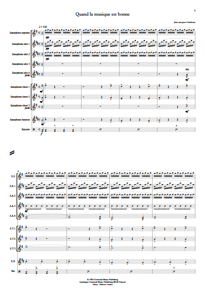 Quand la musique est bonne - Ensemble de Saxophones - GOLDMAN J.J. - Partition