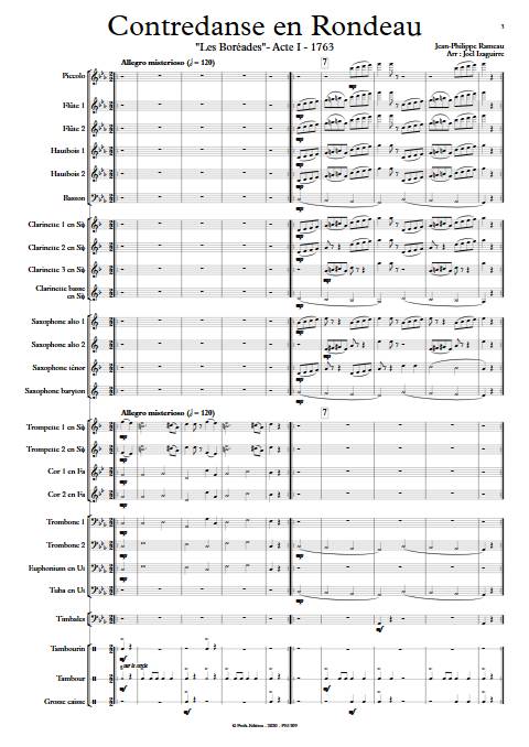 Contredanse en Rondeau - Orchestre d'Harmonie - RAMEAU J-P. - Partition