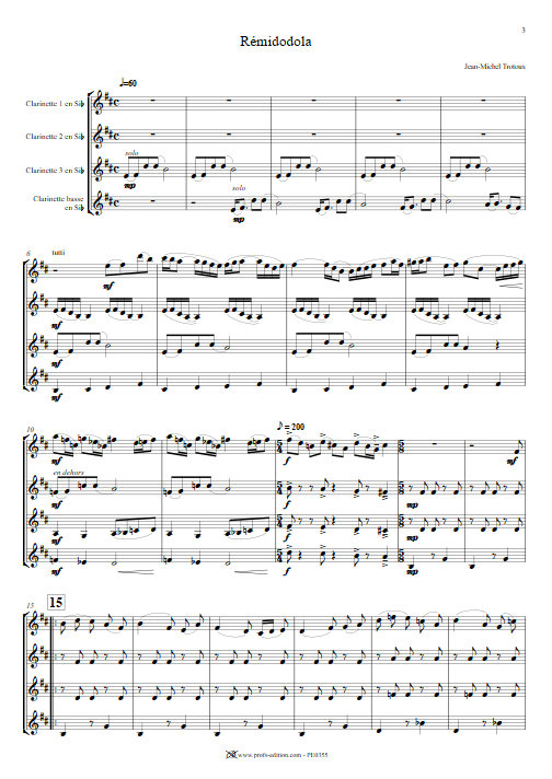 Rémidodola - Quatuor de Clarinettes - TROTOUX J. M. - app.scorescoreTitle