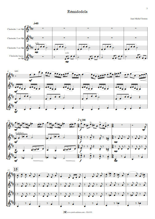 Rémidodola - Quatuor de Clarinettes - TROTOUX J. M. - Partition