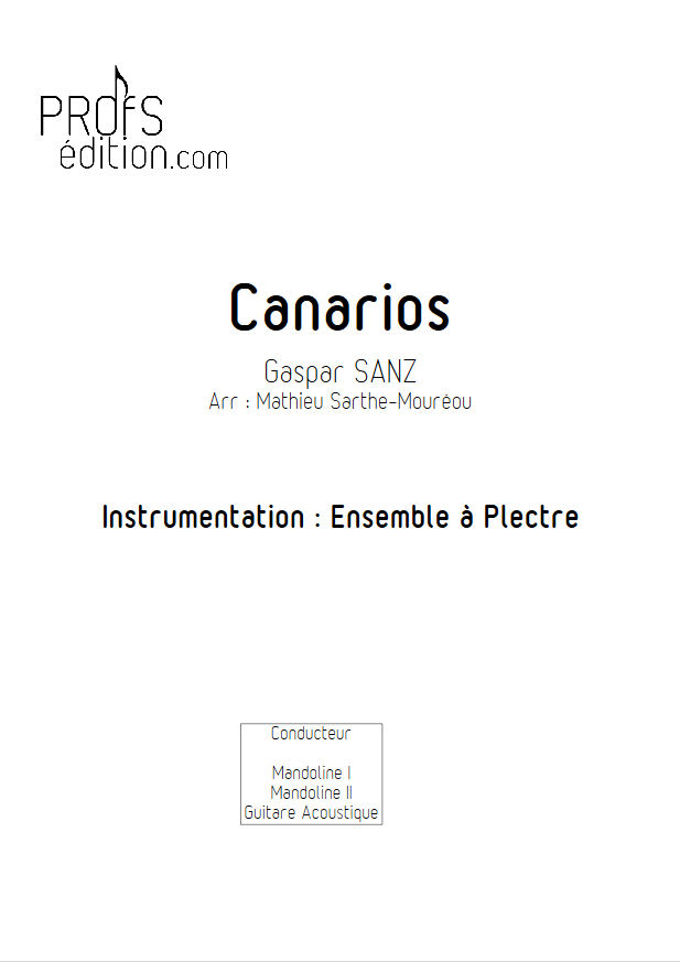 Canarios - Ensemble Plectres - SANZ G. - page de garde