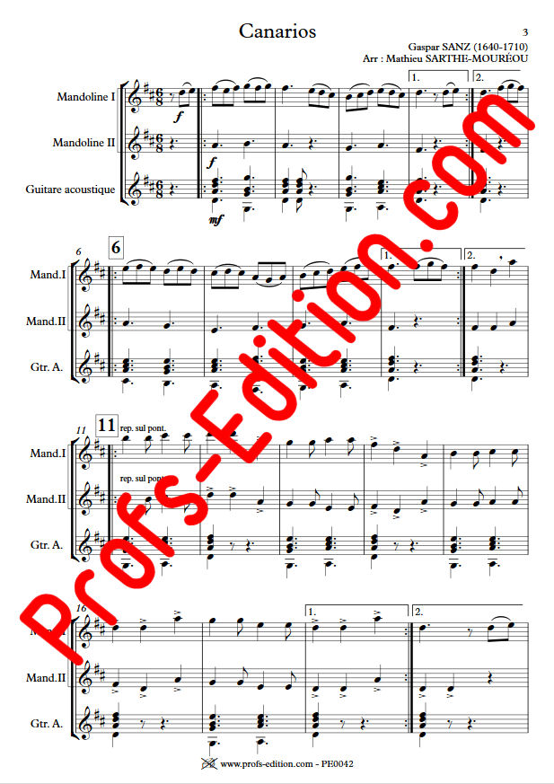Canarios - Ensemble Plectres - SANZ G. - Partition