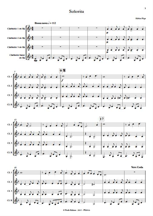 Señorita - Quatuor de Clarinettes - VEYS A. - Partition