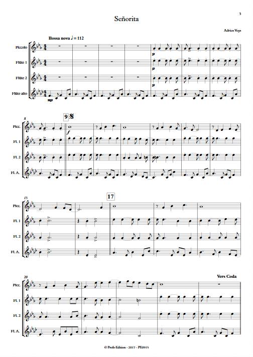 Señorita - Quatuor de Flûtes - VEYS A. - Partition