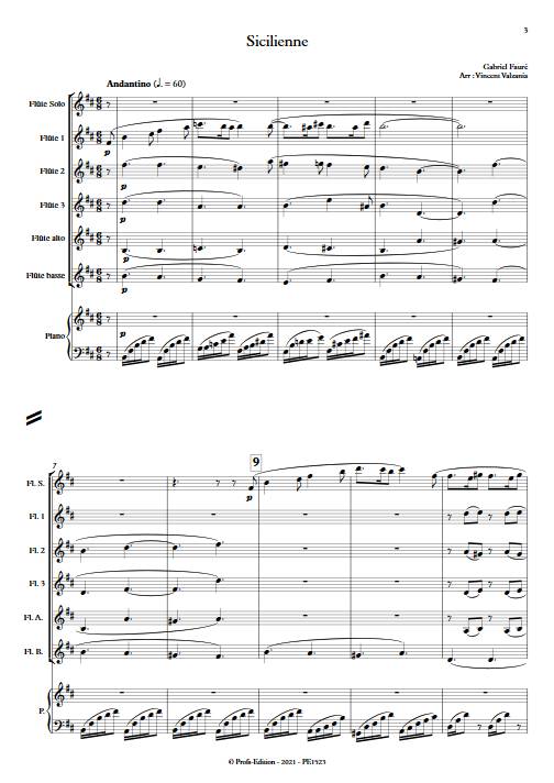 Sicilienne - Ensemble de Flûtes - FAURE G. - Partition
