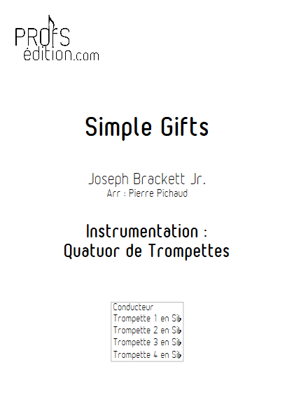 Simple Gifts - Quatuor de Trompettes - BRACKETT J. - page de garde