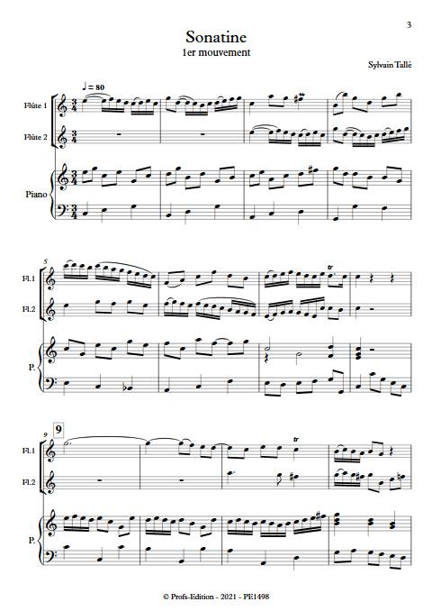 Sonatine - 1er mvt - Trio Flûtes Piano - TALLE S. - Partition