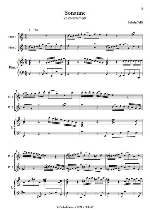 Sonatine - 2e mvt - Trio Flûtes Piano - TALLE S. - page de garde