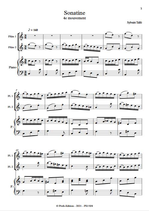 Sonatine - 4e mvt - Trio Flûtes Piano - TALLE S. - Partition
