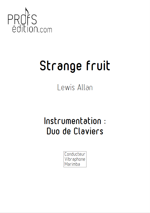 Strange Fruit - Duo Vibraphone Marimba- ALLAN L. - page de garde