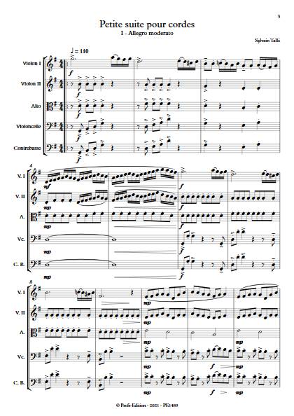 Petite suite pour cordes - 1er mvt - Orchestre à cordes - TALLE S. - Partition