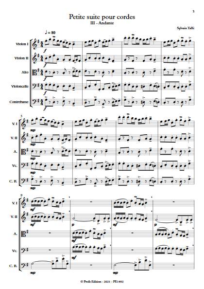 Petite suite pour cordes - 3er mvt - Orchestre à cordes - TALLE S. - Partition