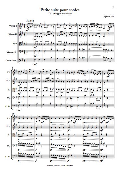 Petite suite pour cordes - 4e mvt - Orchestre à cordes - TALLE S. - Partition