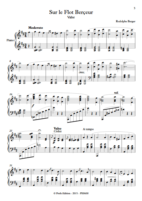 Sur le flot berçeur - Piano - BERGER R. - Partition