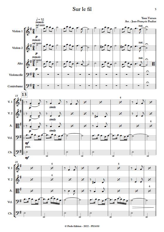 Sur le fil - Quintette à cordes - TIERSEN Y. - app.scorescoreTitle