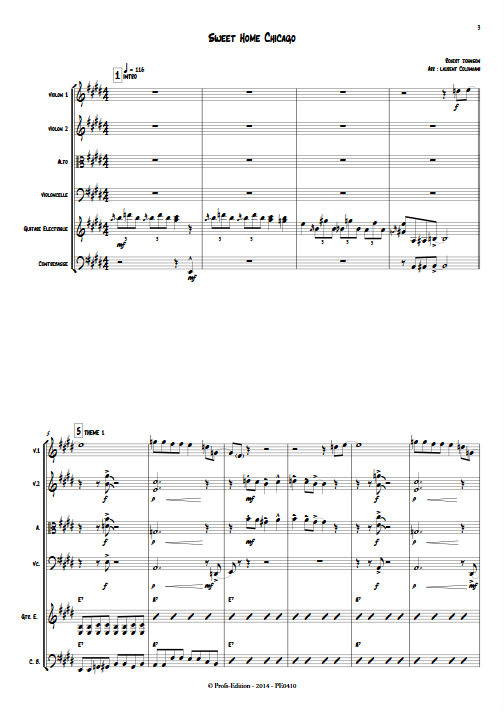 Sweet Home Chicago - Sextuor à Cordes - JOHNSON R. L. - Partition