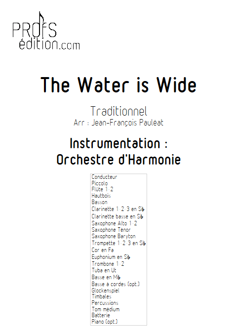 The Water is Wide - Orchestre d'Harmonie - TRADITIONNEL IRLANDAIS - page de garde