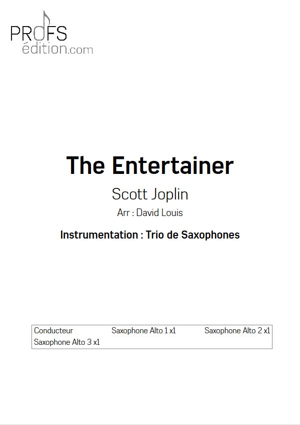 The Entertainer - Trio de Sax - JOPLIN S. - page de garde