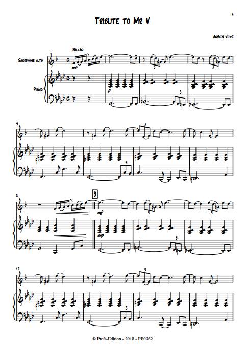 Tribute to Mr V - Duo Saxophone Piano - VEYS A. - app.scorescoreTitle
