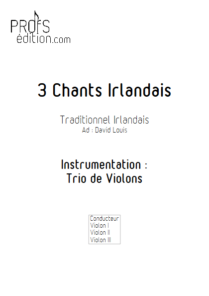 3 Chants Irlandais - Trio de Violons - TRADITIONNEL IRLANDAIS - page de garde