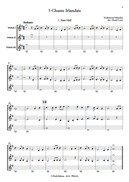 3 Chants Irlandais - Trio de Violons - TRADITIONNEL IRLANDAIS - app.scorescoreTitle