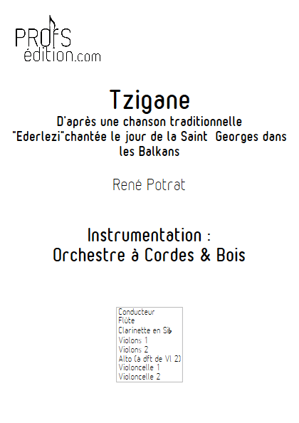 Tzigane - Orchestre Symphonique - POTRAT R. - page de garde