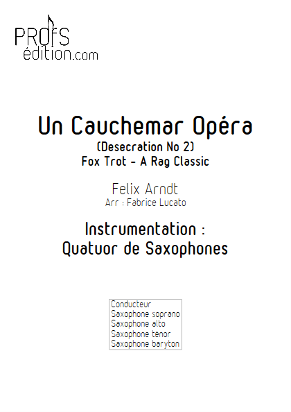 Un Cauchemar Opéra - Quatuor de Saxophones - ARNDT F. - page de garde