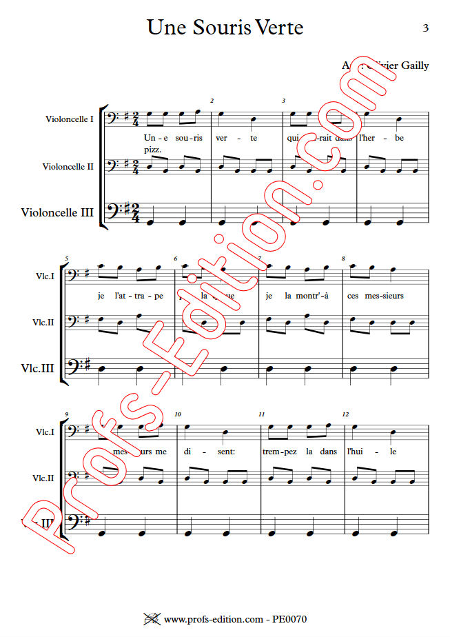 12 Chansons - Duos & Trios Violoncelles - TRADITIONNEL - Fiche Pédagogique