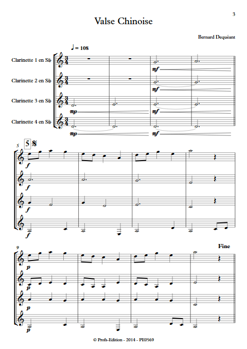Valse Chinoise - 4 Clarinettes égales - DEQUEANT B. - app.scorescoreTitle