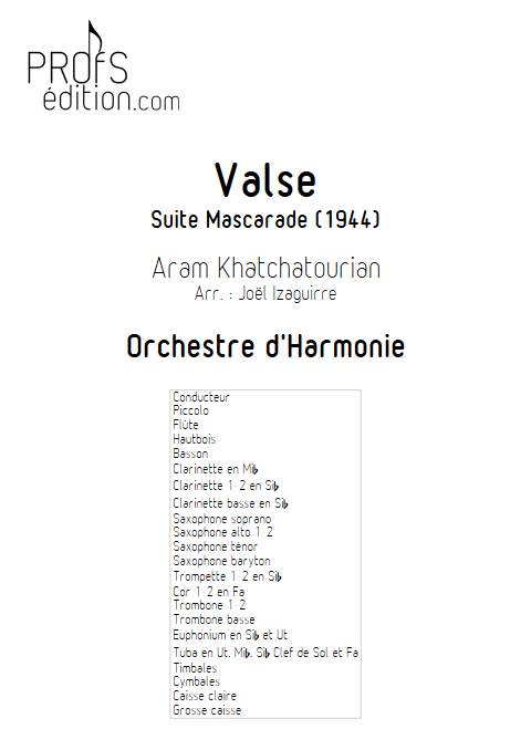 Valse mascarade - Orchestre d'Harmonie - KHATCHATOURIAN A. - page de garde