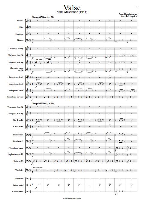Valse mascarade - Orchestre d'Harmonie - KHATCHATOURIAN A. - Partition