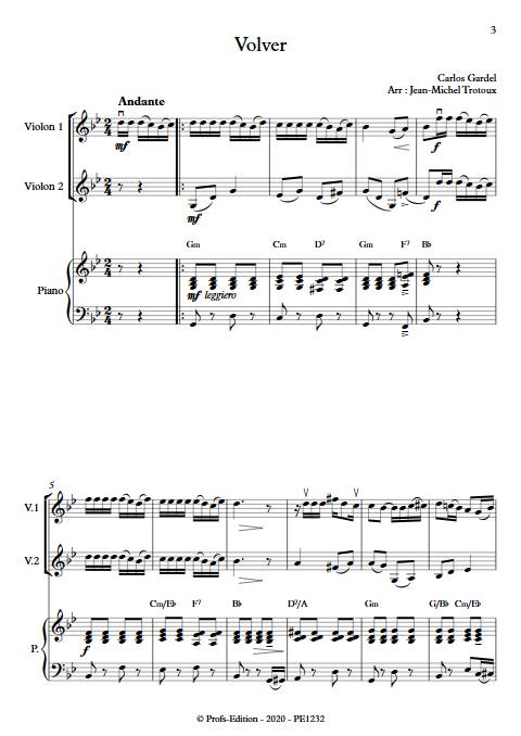 Volver - Duo Violon et Piano - GARDEL C. - Partition