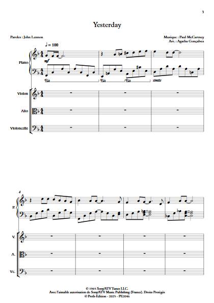 Yesterday - Quatuor avec piano - McCARTNEY P. - Partition